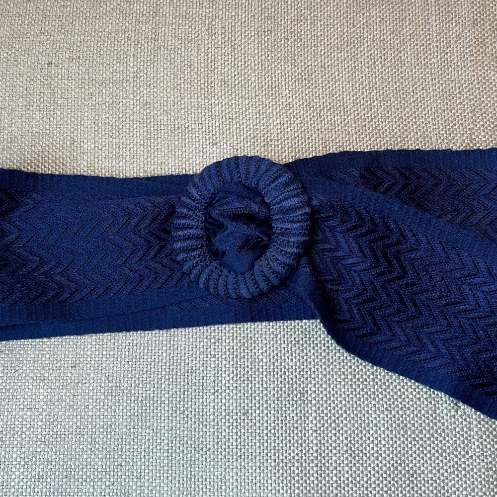 Vintage Liz Claiborne Adjustable Wide Navy Cloth Belt